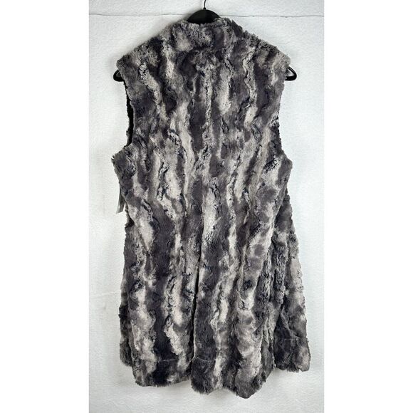 Pandemonium Mandarine‎ Faux Fur Reversible Gray & Black Vest Womens Small USA - Picture 3 of 8